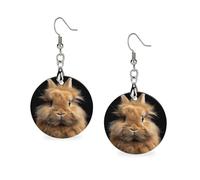 Orecchini pendenti geometrici in legno a forma di coniglio nano marrone da donna, vintage, rotondi, retrò, da indossare tutti i giorni, per matrimoni, feste e lauree.