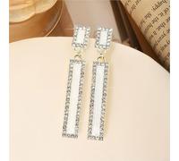 Orecchini Pendenti Geometrici Lunghi con Strass Design Coreano