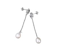orecchini pendenti, Goccia di perle naturali in argento sterling 925, piccola e graziosa corona, gioielli raffinati for appuntamenti da donna(Wit)