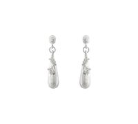 Orecchini Pendenti Goccia Vintage per Donne, Tono Argento Martellato Texturizzato Con Perline, Grappolo Fiore Leggero Rame Scultoreo, Unico Gioielli Artigianali