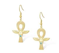 Orecchini pendenti in acciaio inox con occhio di Horus Scarabeo Ankh gioielli egiziani regali per donne Misura unica,