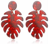 Orecchini pendenti in acrilico alla moda Orecchini a forma di foglia Orecchini in resina colorata, rossoÈ bello e facile da usare.