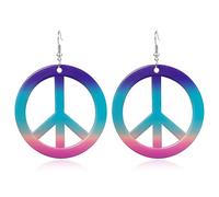 Orecchini pendenti in acrilico leggero con logo della pace di Halloween con personalità retrò semplici ritagli a cerchio orecchini anni '60 anni '70 anni '80 orecchini da donna regali per feste di