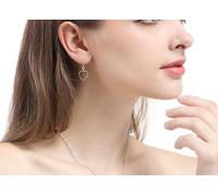 Orecchini pendenti in argento 925 da donna a forma di stelle e cuori, 49,5 x 22,4 mm, per gioielli di Capodanno