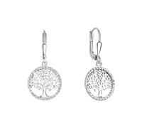 Orecchini pendenti in argento 925/- rodiato albero della vita con totale 60 z...