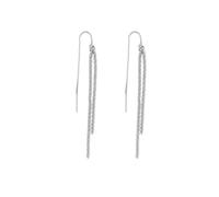 Orecchini pendenti in argento con nappe di cristallo e strass lineari, orecchini a catena lunghi e scintillanti (argento), Placcato argento, Nessuna pietra preziosa