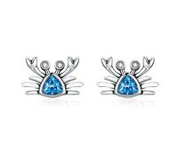 Orecchini pendenti in argento sterling 925 a forma di granchio dell'oceano, piccoli zirconi blu, for donne, gioielli alla moda, regalo for bambini