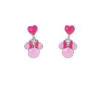 Orecchini pendenti in argento Sterling 925 con Minnie Mouse smalto rosa, taglia unica, in argento Sterling, senza pietra preziosa