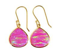 Orecchini pendenti in argento Sterling 925 opale di fuoco 13 x 14 mm, set di lunetta di cabochon di pera multicolore, pietre preziose scintillanti, fatti a mano, gioielli bohémien colorati regalo