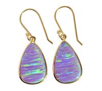 Orecchini pendenti in argento Sterling 925 opale di fuoco, 17 x 11 mm, con cabochon a pera, multicolore, fatti a mano, con lunetta, orecchini a goccia bohémien