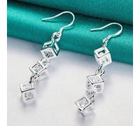 Orecchini pendenti in argento sterling 925 placcato, gioielli di moda, eleganti orecchini a goccia con cristallo e motivo a reticolo, regali di moda per il Natale Tagli UnicaLega di rame