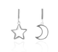 Orecchini pendenti in argento Sterling a forma di stella, luna, linea barretta