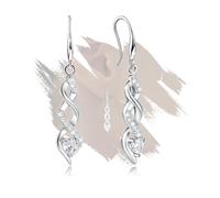 Orecchini pendenti in argento Sterling a goccia, da donna, ipoallergenici, a forma di cuore, con zirconi cubici, orecchini lunghi, alla moda, per compleanno, festa della mamma, misura unica, Argento