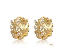 Orecchini Pendenti In Argento Sterling Per Donna, Orecchini A Cerchio In Argento 925 Cubic Zirconia, Mini Orecchini A Cerchio Da Donna In Argento Massiccio Con Foglie Avvolgenti Placcati In Oro Orec