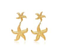 Orecchini pendenti in conchiglia di stelle marine dorate in lega di boho Orecchini a bottone con stelle e due a forma di stella d'oro Gioielli estivi da spiaggia per donna