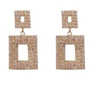 Orecchini pendenti in cristallo brillante di lusso Orecchini pendenti quadrati color argento dorato per gioielli da festa di nozze da donna