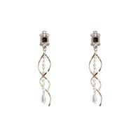 Orecchini pendenti in finta perla intrecciata Orecchini pendenti con nappine Affascinanti orecchini a bottone in cristallo Elegante ciondola l'orecchio di goccia Ornamento Regalo di gioielli Molto pra