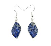 Orecchini pendenti in lapislazzuli naturale raro AA forma fantasiosa, colore blu, placcati argento, 15x12 mm, stile boho, gioiello chakra fatto a mano |LK_LPE_00053