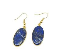 Orecchini pendenti in lapislazzuli naturale raro AA forma ovale, colore blu, placcati oro, 25x14 mm, stile boho, gioiello chakra fatto a mano |LK_LPE_00119