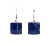 Orecchini pendenti in lapislazzuli naturale raro AA forma quadrata, colore blu, placcati argento, 18x18 mm, stile boho, gioiello chakra fatto a mano |LK_LPE_00069