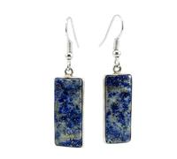Orecchini pendenti in lapislazzuli naturale raro AA forma rettangolare, colore blu, placcati argento, 24x10 mm, stile boho, gioiello chakra fatto a mano |LK_LPE_00030
