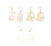 Orecchini pendenti in lega 5,6 x 3,2 cm accessori per orecchie di Capodanno scava fuori numero 2025 comodi per donne e ragazze 3 paia di accessori per le orecchie