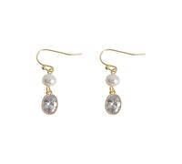 Orecchini pendenti in lega placcata con perle d’acqua dolce, delicato ornamento a goccia, elegante gioiello alla moda per l’uso quotidiano, gli appuntamenti e le feste
