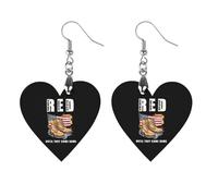 Orecchini pendenti in legno con scritta "Remember Everyone Deployed RED Friday", per donne