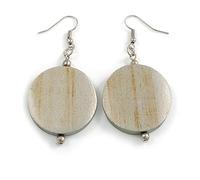 Orecchini pendenti in legno effetto metallizzato anticato, design a forma di moneta da 30 mm, 60 mm