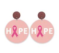 Orecchini pendenti in legno leggero con fiocco rosa per la consapevolezza del cancro al seno, per donne sopravvissute al cancro, regalo di ispirazione per le vacanze, Legno, Nessuna pietra preziosa