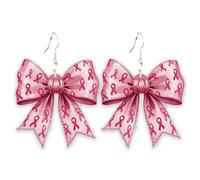 Orecchini pendenti in legno leggero con fiocco rosa per la consapevolezza del cancro al seno, per donne sopravvissute al cancro, regalo di ispirazione per le vacanze, Legno, Nessuna pietra preziosa
