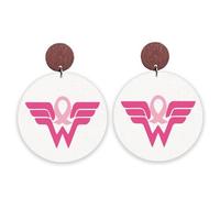 Orecchini pendenti in legno leggero con fiocco rosa per la consapevolezza del cancro al seno, per donne sopravvissute al cancro, regalo di ispirazione per le vacanze, Legno, Nessuna pietra preziosa