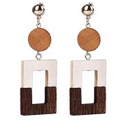 Orecchini pendenti in legno vintage Orecchini pendenti geometrici rotondi da donna Quadrati NovitàDesign intelligente