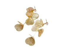 Orecchini pendenti in oro con doppio fiore floreale, orecchini pendenti da donna, gioielli per feste nuziali e balli studenteschi