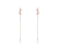 Orecchini pendenti in oro rosa, orecchini da matrimonio, doppio cuore, con ciondolo a forma di perla, regalo