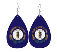 Orecchini pendenti in pelle a goccia unici alla moda, accessori per gioielli con stampa bandiera del Kentucky