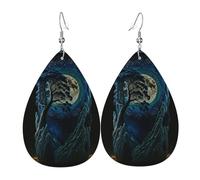 Orecchini pendenti in pelle con ciondolo a forma di lacrime, albero di pino, montagna, cielo stellato, Natale, Halloween, donna, regalo alla moda, per feste, amici, matrimonio