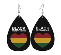 Orecchini pendenti in pelle con clip nera del mese della storia su orecchini a goccia a goccia leggera in PU finto per le donne