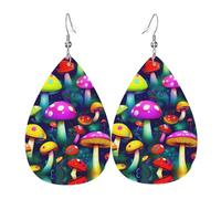 Orecchini pendenti in pelle con funghi luminosi con stampa artistica per le donne eleganti orecchini pendenti leggeri gioielli alla moda