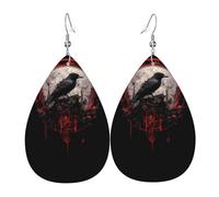 Orecchini pendenti in pelle con lacrime a forma di nido di corvo scarlatto per Natale, Halloween, donna, regalo alla moda, per feste, amici, matrimonio