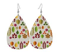 Orecchini pendenti in pelle con motivo a forma di lacrime, foglie colorate, per Natale, Halloween, donna, regalo alla moda, per feste, amici, matrimonio