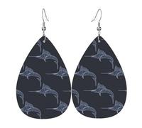 Orecchini pendenti in pelle con motivo a forma di pesce spada, motivo senza cuciture, per Natale, Halloween, donna, regalo alla moda, per feste, amici, matrimonio