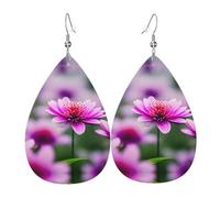 Orecchini pendenti in pelle con motivo floreale rosa e farfalla viola, gioielli reversibili con ganci placcati in argento