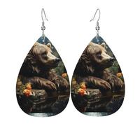 Orecchini pendenti in pelle con orecchie a goccia a forma di orso, animali che desiderano Natale, Halloween, donna, regalo alla moda, per feste, amici, matrimonio