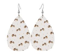 Orecchini pendenti in pelle con orecchie a goccia a forma di pinoli, colore marrone, stile cartone animato, Natale, Halloween, donna, regalo alla moda, per feste, amici, matrimonio