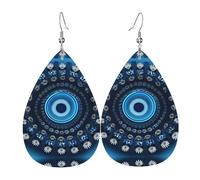 Orecchini pendenti in pelle con stampa a spirale con mini fiore blu per le donne eleganti orecchini pendenti leggeri gioielli alla moda