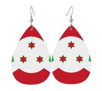 Orecchini pendenti in pelle, con stampa bandiera del Malawi, orecchini pendenti a goccia per donne, signore, fidanzata, moglie, Misura unica, Pelle