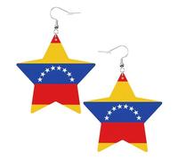 Orecchini pendenti in pelle con stampa bandiera del Venezuela, eleganti e leggeri, per donne e ragazze, taglia unica, in pelle, senza pietre preziose