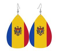 Orecchini pendenti in pelle, con stampa bandiera delle Bahamas, orecchini pendenti a goccia per donne, signore, fidanzata, moglie, Misura unica, Pelle