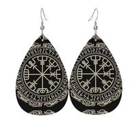 Orecchini pendenti in pelle con stampa citazioni del gioco per le donne - Orecchini leggeri a goccia alla moda, Misura unica, Pelle